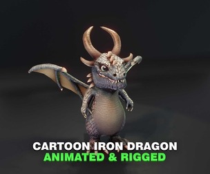 Cartoon Iron Dragon Animated 3D Model