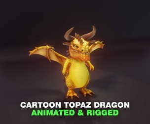 Cartoon Topaz Dragon Animated 3D Model