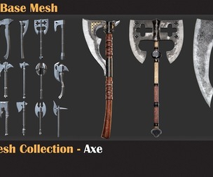 50 Axe Base Mesh - VOL 04 ( Game Ready )