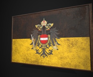 Old Picture Frame With Austrian Empire Flag