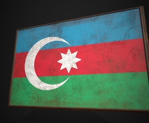 Old Picture Frame With Azerbaijan Flag