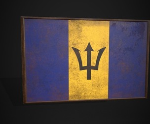Old Picture Frame With Barbados Flag