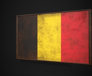Old Picture Frame With Belgium Flag