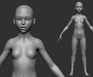 Female Young small Base Character for Zbrush