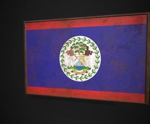 Old Picture Frame With Belize Flag