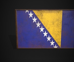 Old Picture Frame With Bosnia and Herzegovina Flag