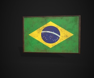 Old Picture Frame With Brazil Flag