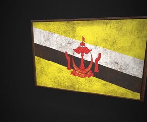 Old Picture Frame With Brunei Flag