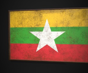 Old Picture Frame With Burma Flag