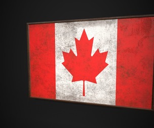 Old Picture Frame With Canada Flag