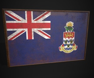 Old Picture Frame With  Cayman Islands, The Flag