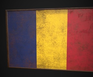 Old Picture Frame With Chad Flag