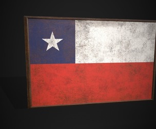 Old Picture Frame With Chile Flag
