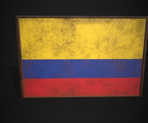 Old Picture Frame With Colombia Flag