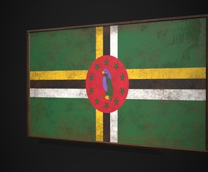 Old Picture Frame With Dominica Flag