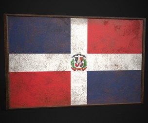 Old Picture Frame With Dominican Republic Flag