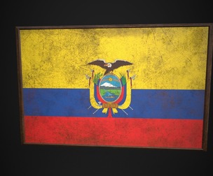 Old Picture Frame With Ecuador Flag