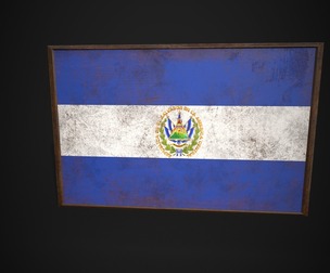 Old Picture Frame With El Salvador Flag