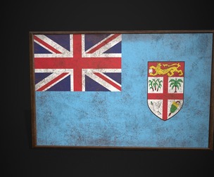 Old Picture Frame With Fiji Flag