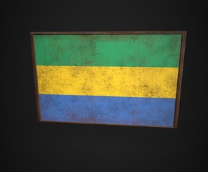 Old Picture Frame With Gabon Flag