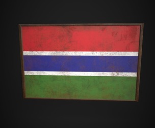 Old Picture Frame With Gambia Flag