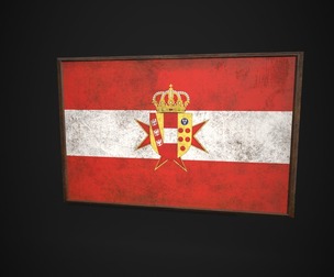 Old Picture Frame WithGrand Duchy of Turcany  Flag
