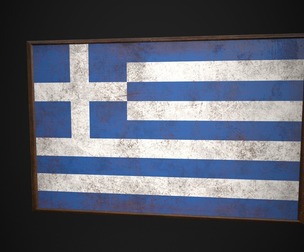 Old Picture Frame With Greece Flag