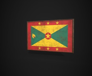Old Picture Frame With Grenada Flag