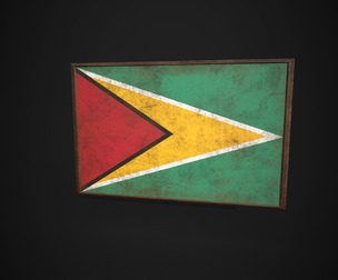 Old Picture Frame With Guyana Flag