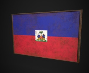 Old Picture Frame With Haiti Flag