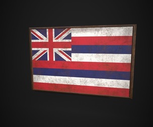 Old Picture Frame With Hawaii Flag