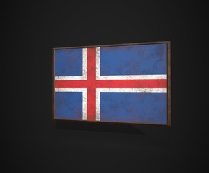Old Picture Frame With Iceland Flag