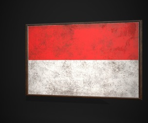 Old Picture Frame With Indonesia Flag