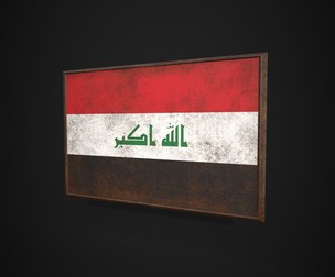 Old Picture Frame With Iraq Flag