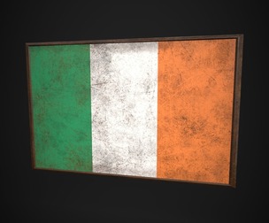 Old Picture Frame With Ireland Flag