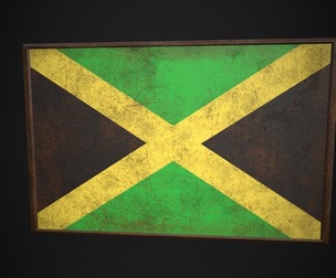 Old Picture Frame With Jamaica Flag