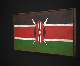 Old Picture Frame With Kenya Flag