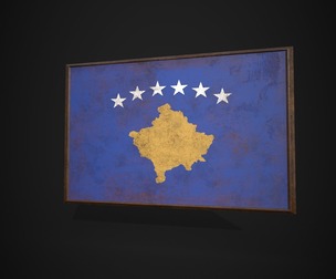 Old Picture Frame With Kosovo Flag