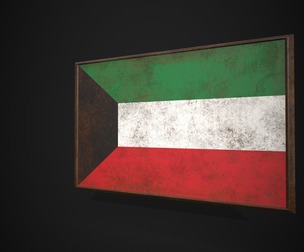 Old Picture Frame With Kuwait Flag