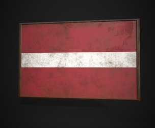 Old Picture Frame With Latvia Flag