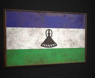 Old Picture Frame With Lesotho Flag