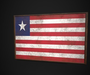 Old Picture Frame With Liberia Flag