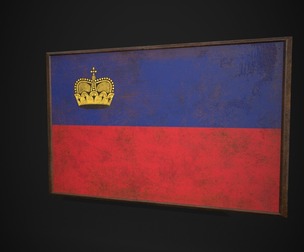 Old Picture Frame With Liechtenstein Flag