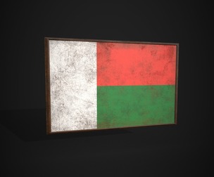 Old Picture Frame With Madagascar Flag