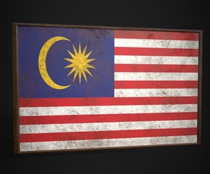 Old Picture Frame With Malaysia Flag
