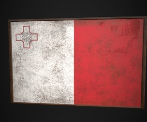 Old Picture Frame With Malta Flag