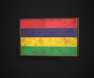 Old Picture Frame With Mauritius Flag