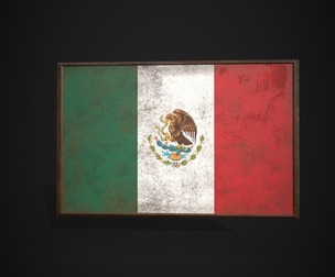 Old Picture Frame With Mexico Flag