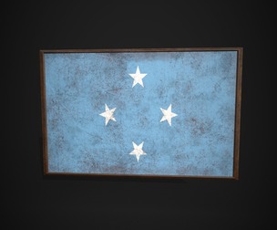 Old Picture Frame With Micronesia Flag