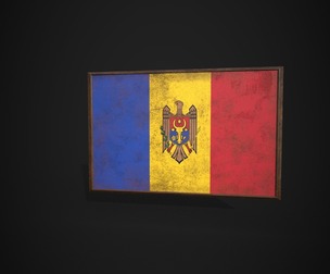 Old Picture Frame With Moldova Flag
